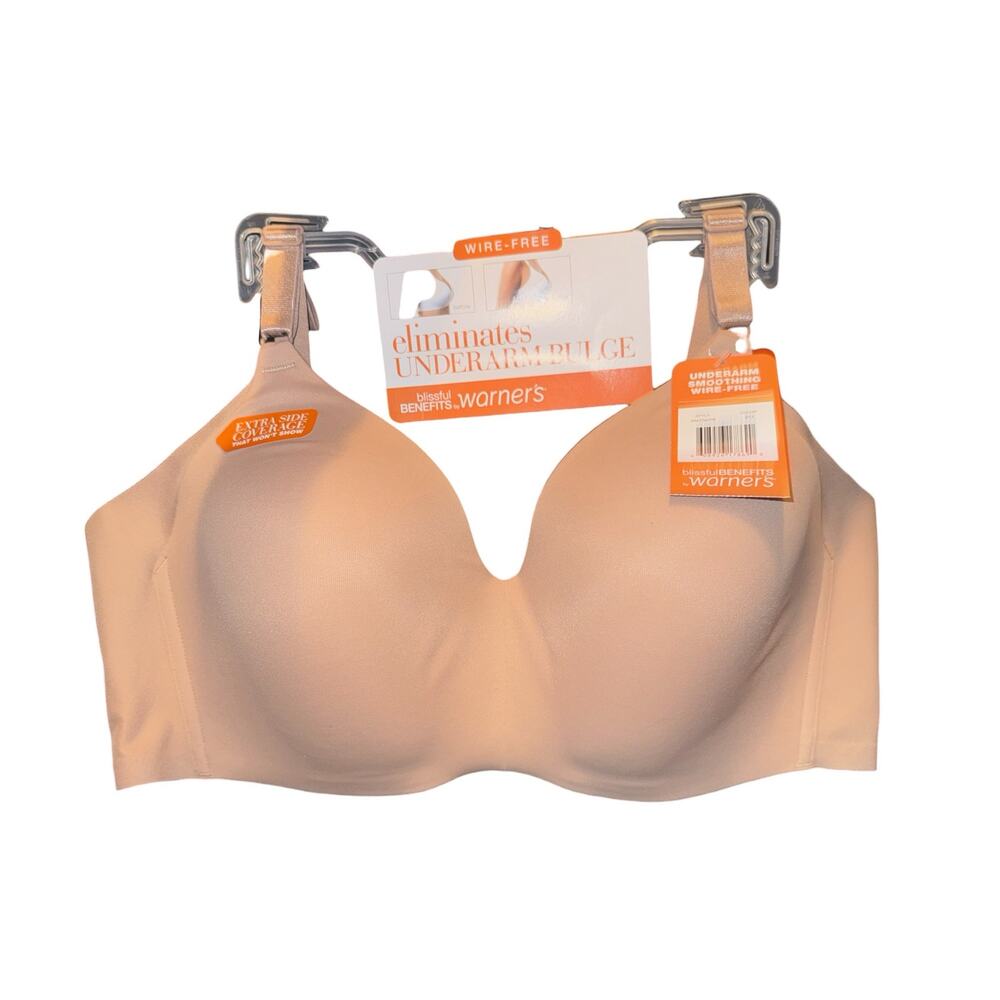 NWT Warner’s Blissful Benefits Underarm Smoothing Wire-Free Bra 40C Beige